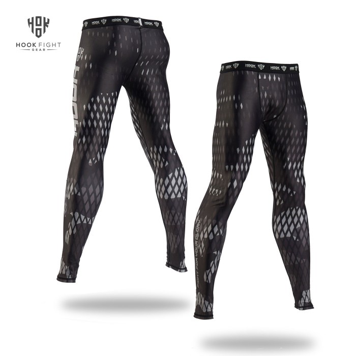 Legging MMA BJJ Compression Pants Fight Spats Hook Camo Cage - L