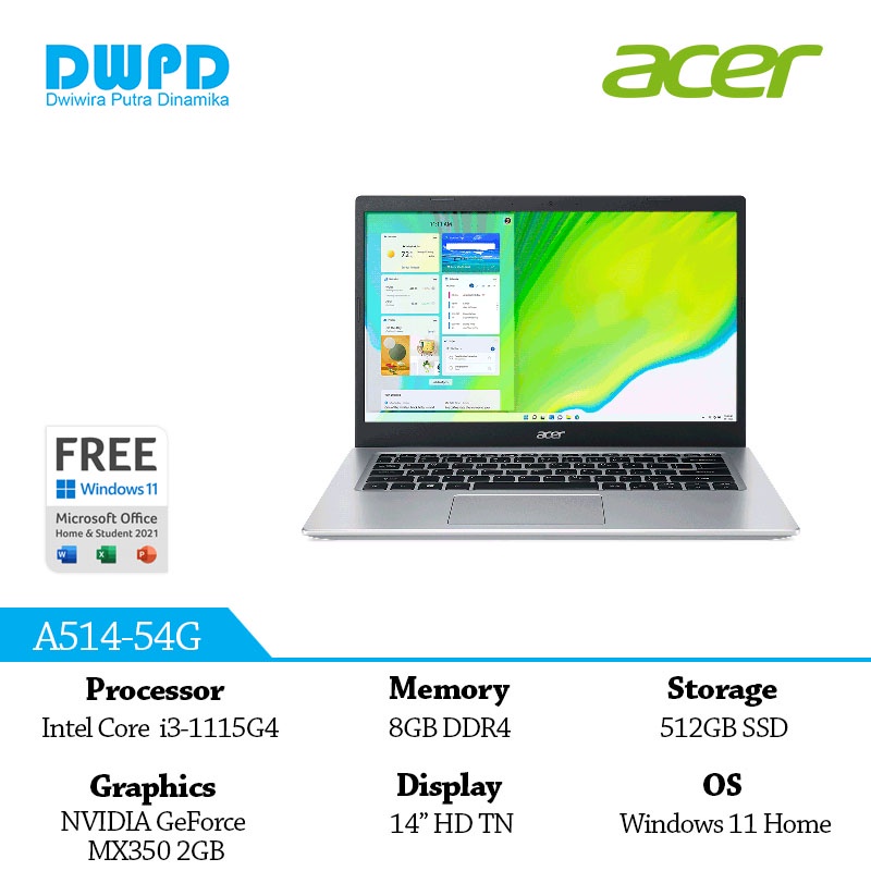 Jual Acer Notebook Aspire 5 A514-54G-32GJ Intel Core I3-1115G4 8GB DDR4 ...