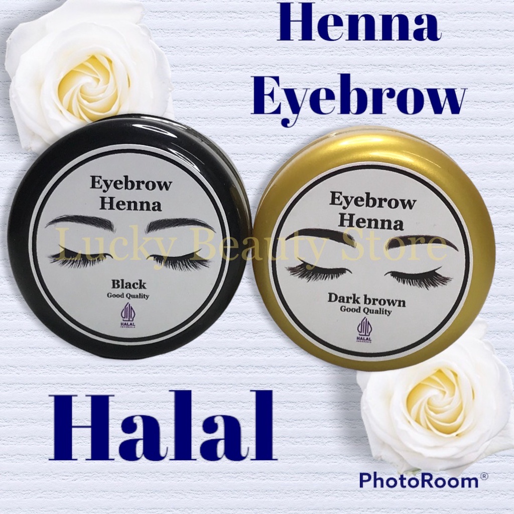 free Kuas EYEBROW HENNA ALIS HALAL WATERPROFF TAHAN 3-7 HARI dark brown- black