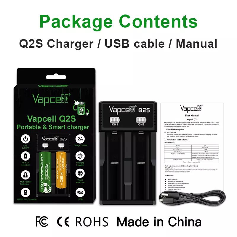 CHARGER BATERAI VAPCELL Q2S 2 SLOT AUTHENTIC