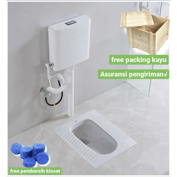 Kloset | Closet Jongkok Flush Mr.tao bahan keramik + Water Tank Gratis packing kayu