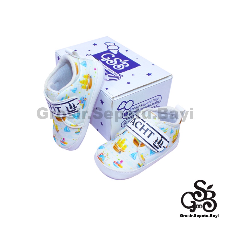 Sepatu Bayi - Baby Shoes - Prewalker  | 2-12 bulan | YACHT kapal PUTIH ringan &amp; fleksibel