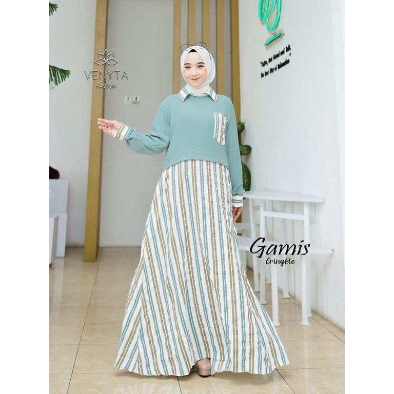 GAMIS CRINKLE SALUR AIZA DRESS ORIGINAL VENYTA FASHION/COD/