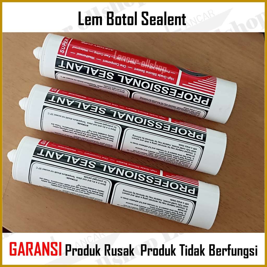 Lem Sealant Sealent Kaca Aquarium Bening Hitam Silicone Silent Akuarium Silikon Silicon Botol Acetoxy Cure Putih