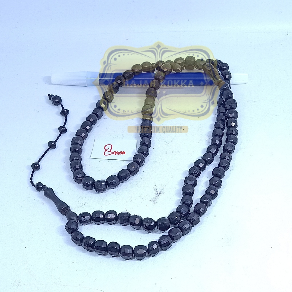 (TERMURAH) Tasbih kokka kaukah 99 bulat cutting diamond 8mm Hitam