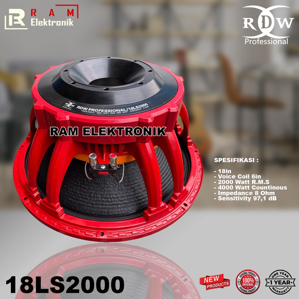 Komponen Speaker 18 Inch RDW 18LS2000 / 18 LS 2000 Original MAX 4000W