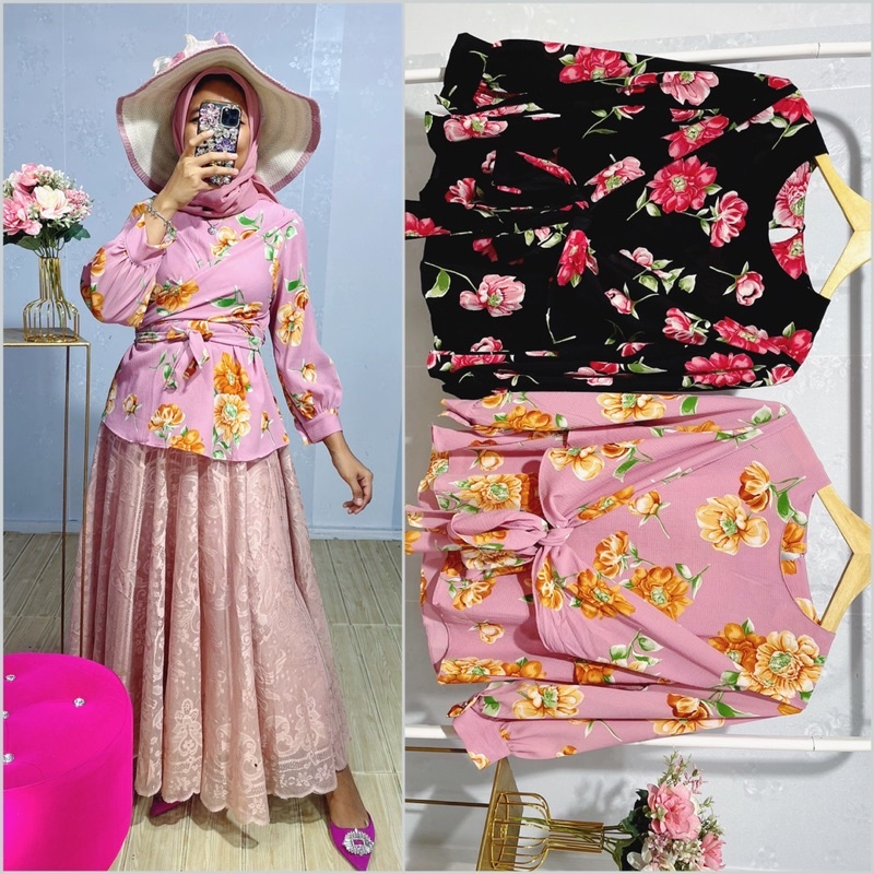 TATAOS BANGKOK GINA BLOUSE BUNGA TALI COTTON CREP IMPORT