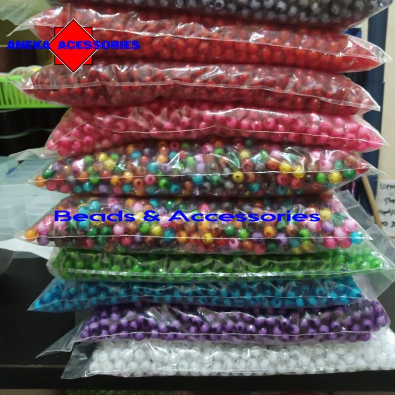 1PON MANIK MANIK KRISTAL BAHAN AKRILIK MANIK BOLA DUNIA 08mm,10mm MANIK MANIK LAMPION ISI