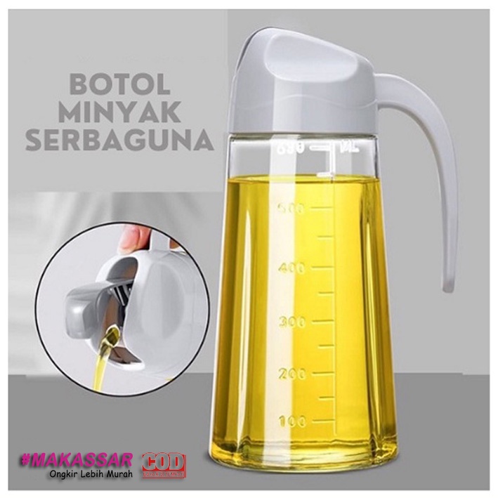 Botol Minyak Goreng Kaca Tempat Kecap Saos Madu Serbaguna Anti Tumpah Seasoning Glass Jar 630ml Karakter Pinguin 630 mL