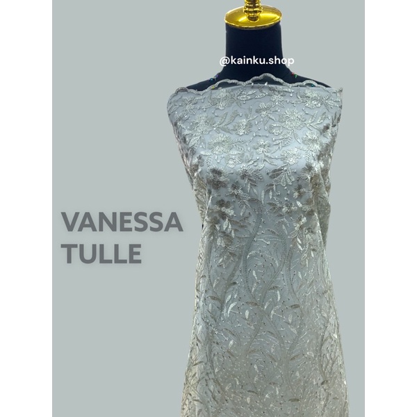 Kain Tile Kain Tulle Kain Tile Bordir Silver Abu Vanessa