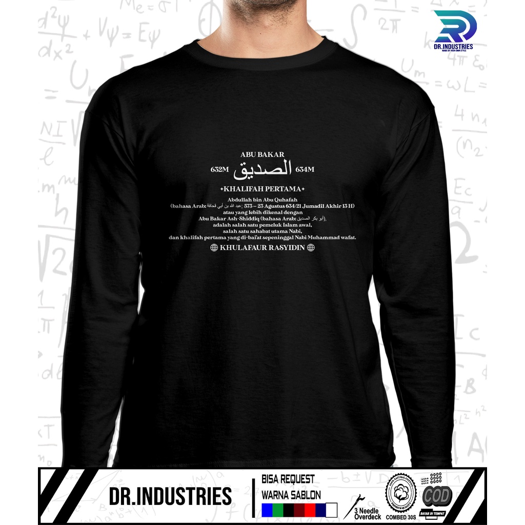 Kaos Lengan Panjang Abu Bakar Ash Shiddiq New Desain Terbaru Dakwah - DR INDUSTRIES