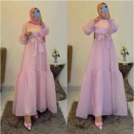 Baju Pesta Gamis Brukat Wanita Muslim Mewah Kondangan Nikahan Model Duyung Trandy Terbaru Lebaran 20