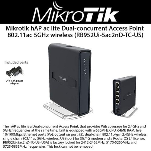 Mikrotik RB952Ui-5ac2nD-TC Router Wireless hAP-AC-Lite-TC