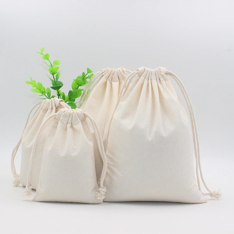 Tas Pouch Souvenir Blacu Kanvas Polos putih