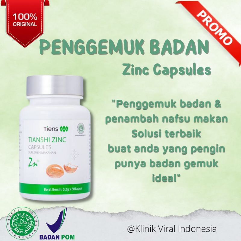 Jual Tianshi Zinc Capsules Penggemuk Badan Alami Tanpa Efek Samping Dan