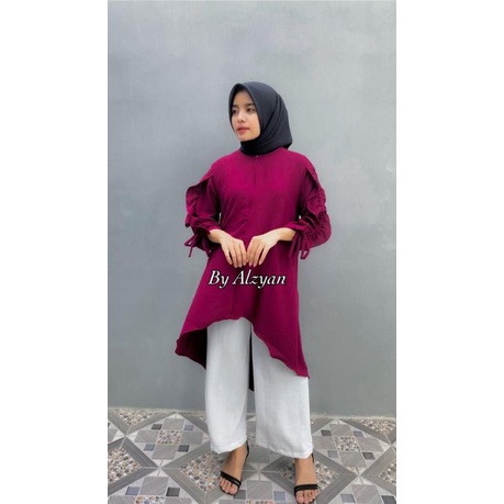 TUNIK LENGAN SERUT CRINKLE AIRFLOW WANITA