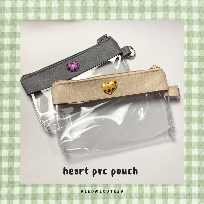 

heart pvc pouch | Feedmecutesy | tas dompet kecil lucu import wanita anak korea