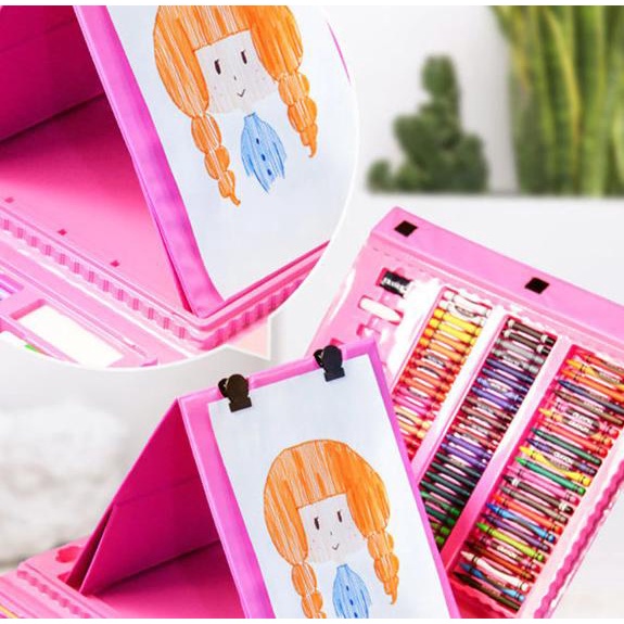 

TERLENGKAP SUPER MEGA ART SET 208pcs Spidol Crayon Set Menggambar - Biru