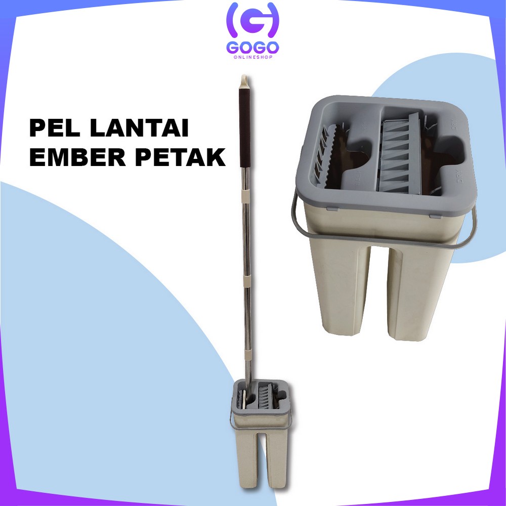 GOGO-C527 Pel Lantai Ember Petak Praktis Multifungsi / Kain Pel Pembersih Lantai / Mop Scratch Flat With Bucket