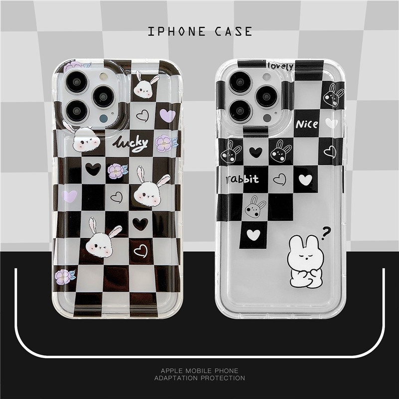 Soft Case TPU Motif Catur Hitam Putih Untuk IPhone 14 13 12 11 Pro Max