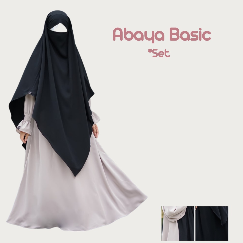 ABAYA SET FRENCH KHIMAR BASIC POLOS  BY ZAUHARA