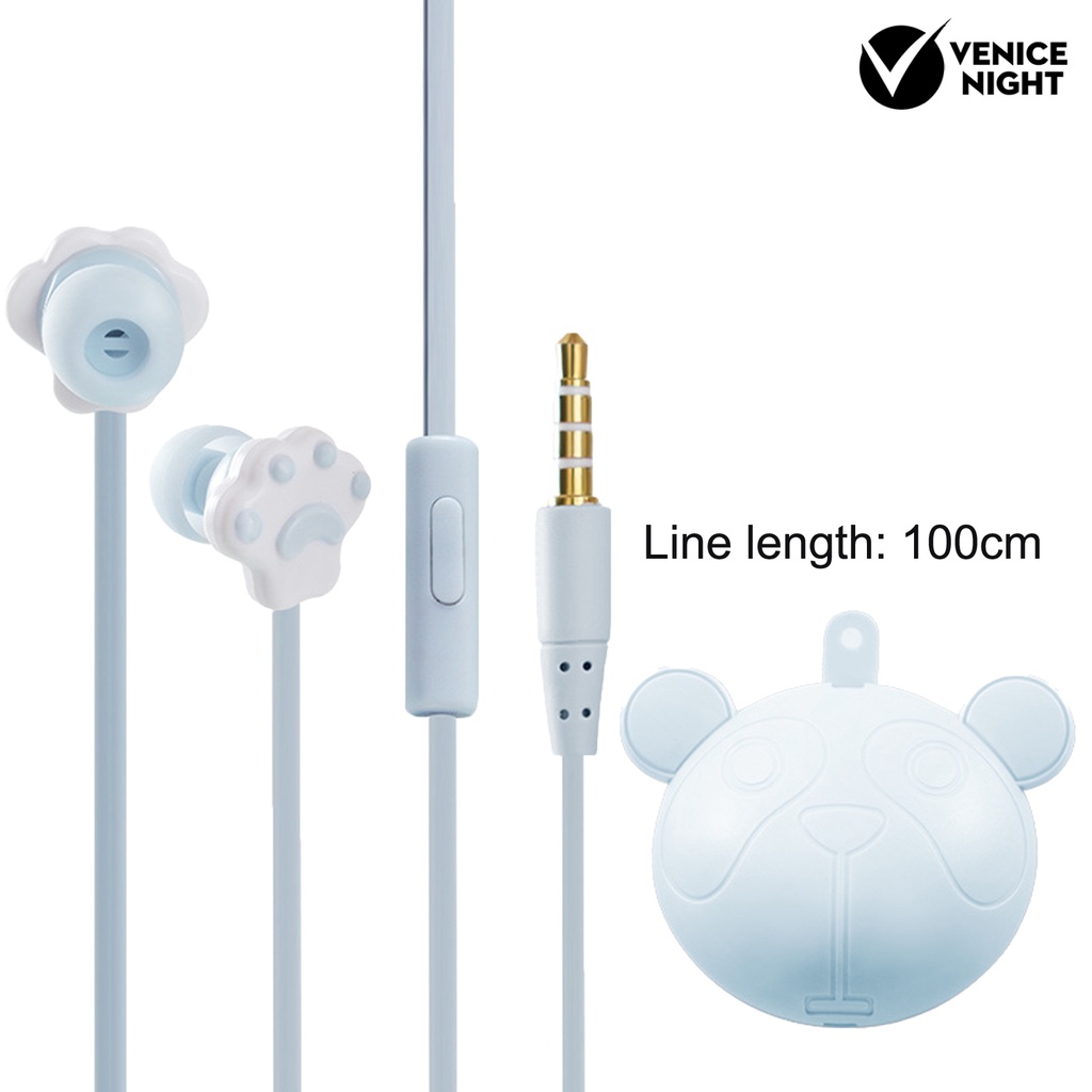 (VNEP) (Berkabel) Earphone Desain Cakar Kucing Kartun Lucu Headphone In-ear 3.5mm Universal untuk Ponsel