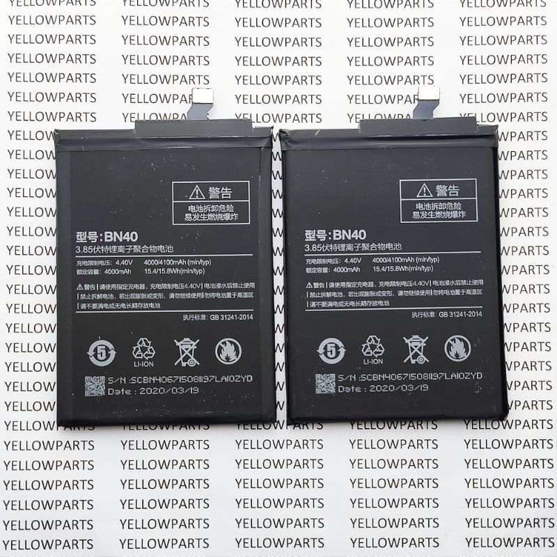 BATT BATTERY BATRE BATERAI BATERE XIAOMI REDMI 4 PRO PRIME BN40 ORIGINAL