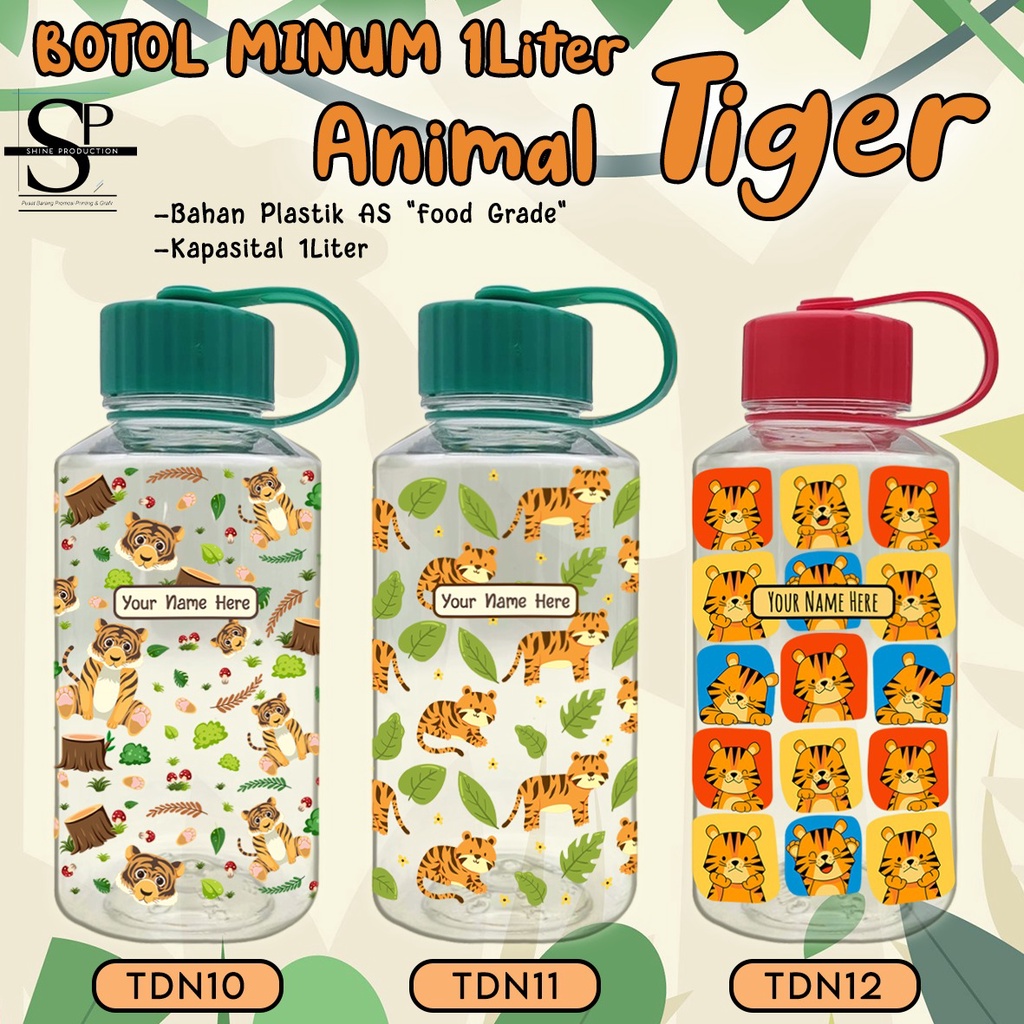 Botol Minum Anak 1L Motif Tiger BPA FREE