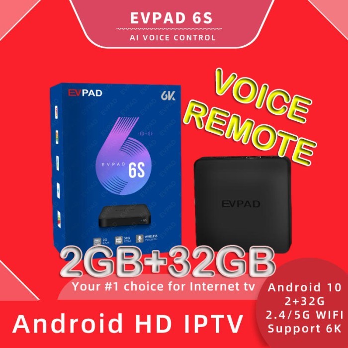 Produk Terbaru Evpad 6S 2Gb/32Gb Android Tv Box Svicloud Svi Nonton Remote Voice 6K