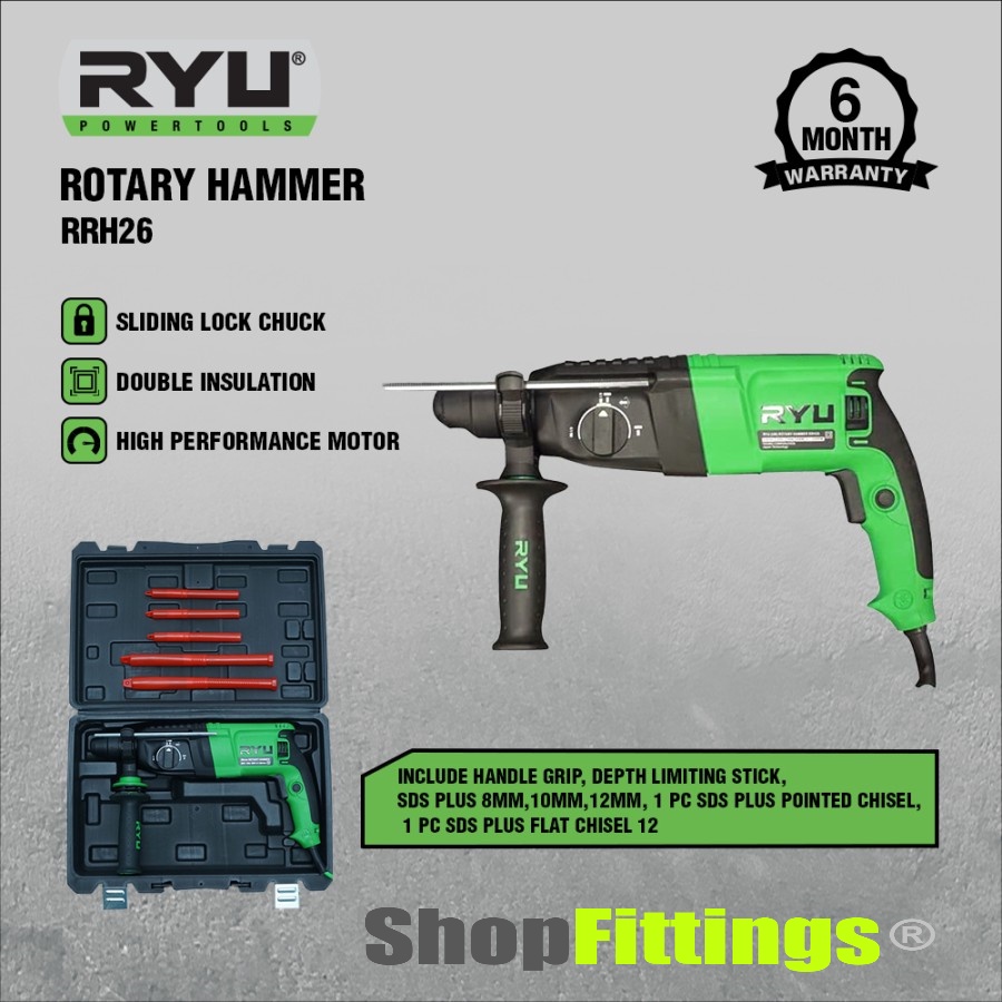 Jual RYU RRH 26 Mesin Bor Beton Bobok SDS Plus Rotary Hammer Drill 3