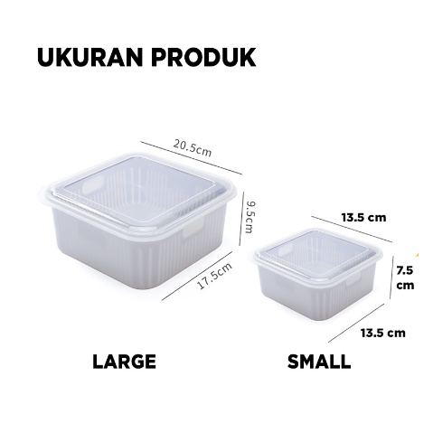 GTE | KOTAK PENYIMPANAN SERBAGUNA 3SET PUTIH BIRU | 3IN1 TEMPAT PENYIMPANAN SAYUR | TEMPAT PENYIMPANAN BUAH | KOTAK MAKANAN