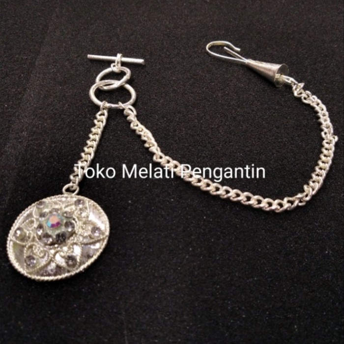Pin Aksesoris Bros Rantai Koin Benggol Beskap Sunda Betawi Bulat Perak