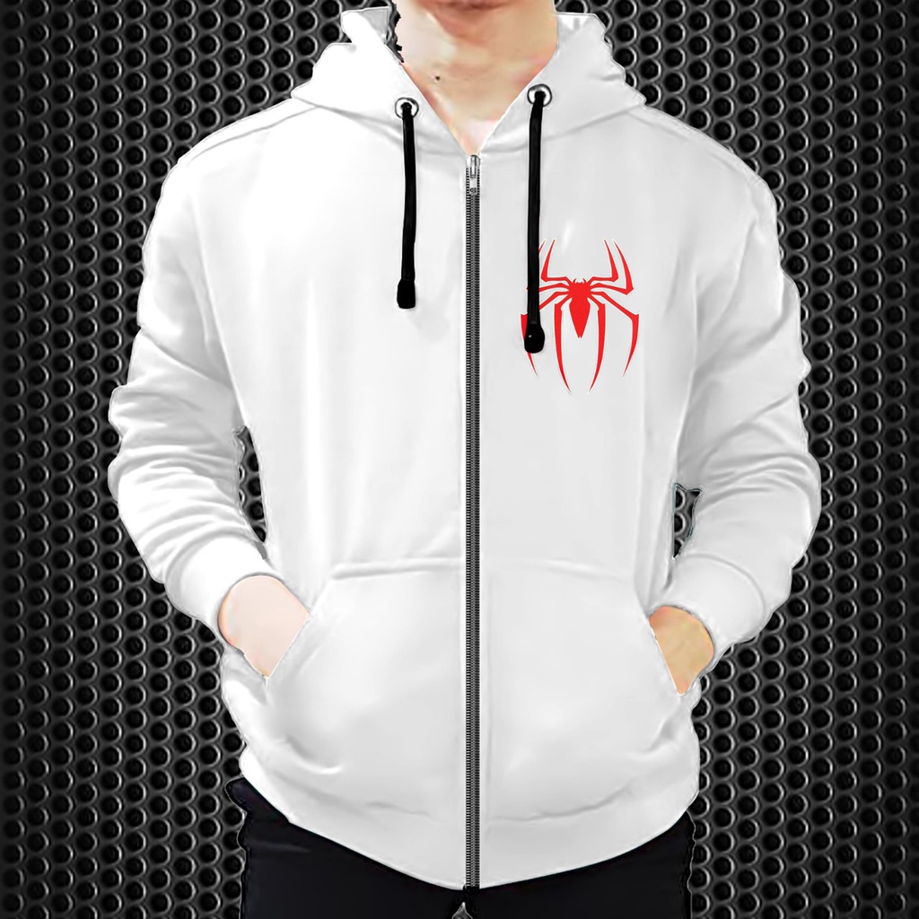 Bisa COD Jaket Resleting SPIDER Pria / Hodie Pria / Jaket Pria Polos Bahan Fleece UK L-XL