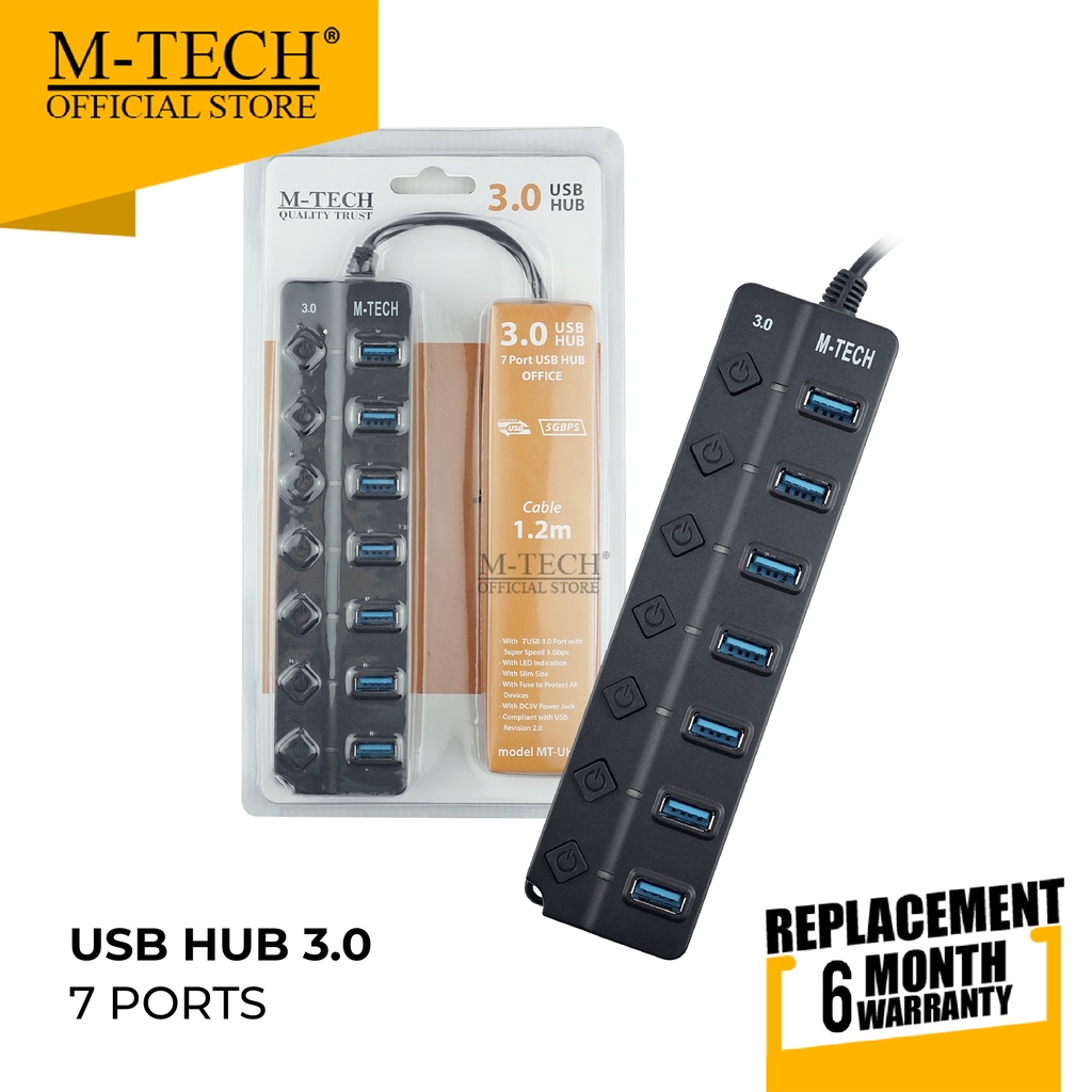 M-Tech Original MT UH3 Super Speed USB Hub 7 Port 7 Switch USB 3