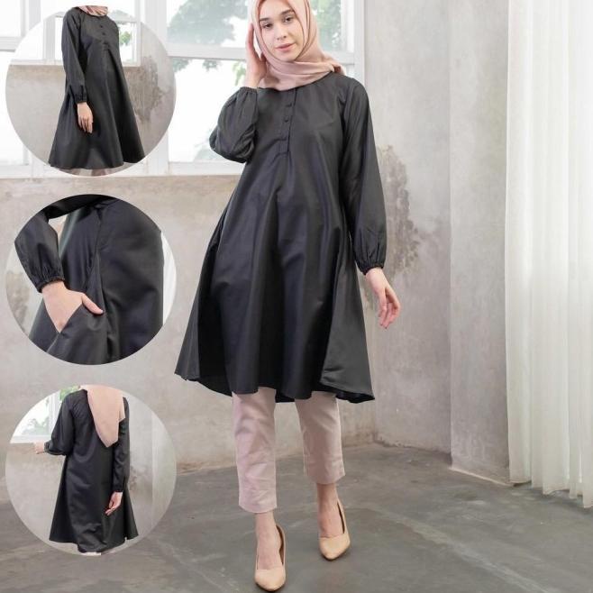 baju Tunik Remaja polos putih Long Tunik Tunik Rayon Fathin basic - mocca, M