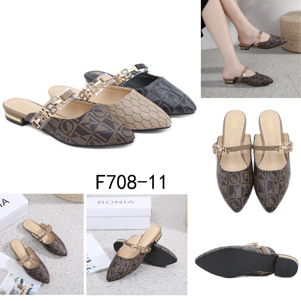 BO Chain BB-Logo Flats Mules F708-11