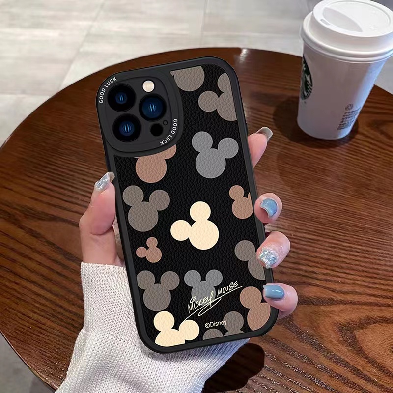 Case Bahan Kulit TPU Motif Mickey Untuk iPhone 14 14pro 14Plus 14prm 13 13pro 13pro 13prm 11 7Plus 8Plus Xr XS 12pro Max