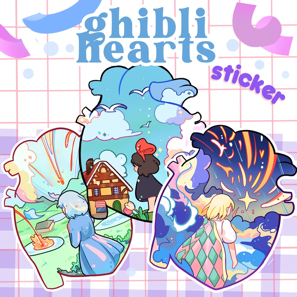 

Studio Ghibli Hearts Jumbo Sticker Kiki's Delivery Howl Sophie Aesthetic Decor by Pomiechi