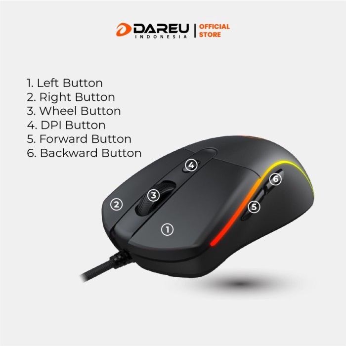 Mouse Gaming Lightweight Dareu A960 ALPHA A-960 65Gr