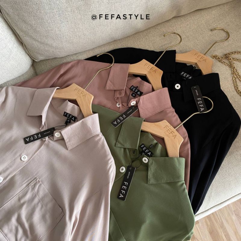 KEMEJA BASIC KOREA / KEMEJA POLOS - DENARA SHIRT by fefastyle