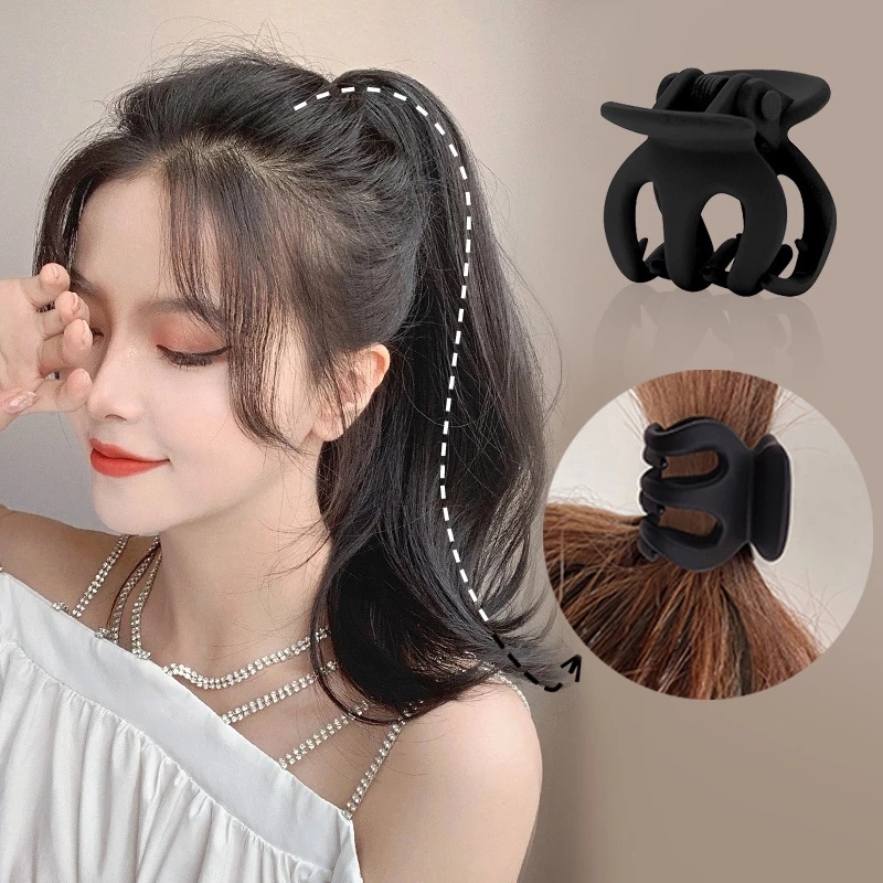 Gaya Korea Warna Solid Tinggi Ponytail Ambil Klip Tetap Artefak Anti-Kendur Jepit Rambut Belakang Kepala Hiu Kecil Klip Fashion Elegan Aksesoris Rambut