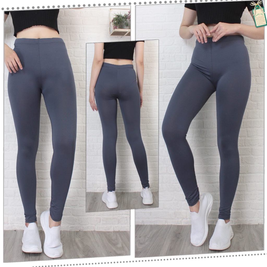 Leging Wanita Dewasa Panjang - Lejing Wanita Tebal -  Celana Legging Panjang Wanita Legging Dewasa Leging Polos-ABU SMA