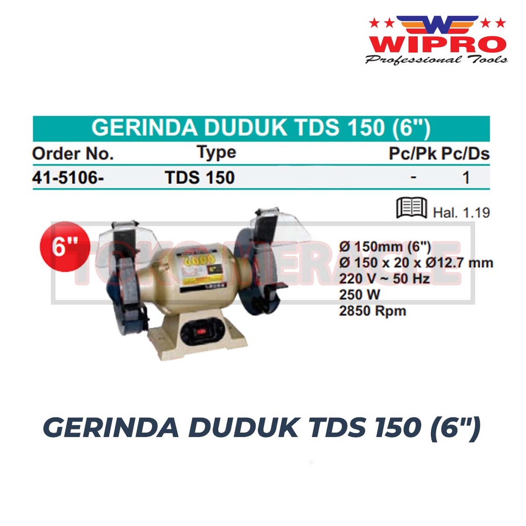 Jual Wipro Gerinda Duduk Tds Bench Grinder Tds Watt