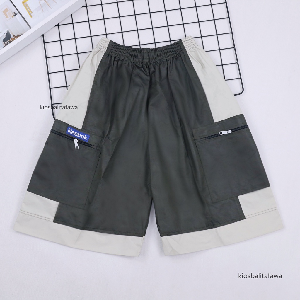 Celana Kantong Resleting Pria Fit to XL / Santai Olahraga Boxer Adem Cargo Pendek Polos Jumbo Hawai