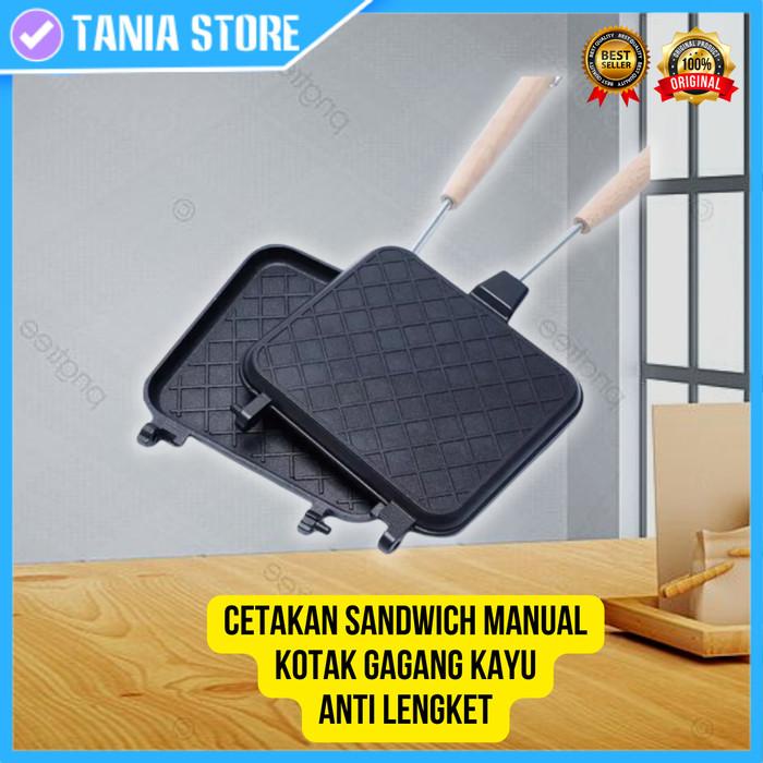 Cetakan Pemanggang Roti Sandwich Manual Maker Kotak Toaster Pan Kompor