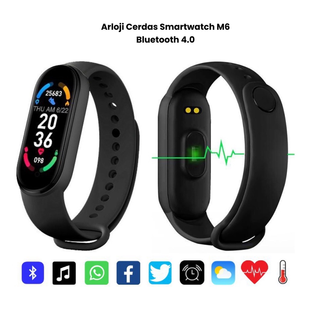 Smart Band M6 Smartwatch Monitor Jantung Tahan Air Bluetooth 4.0