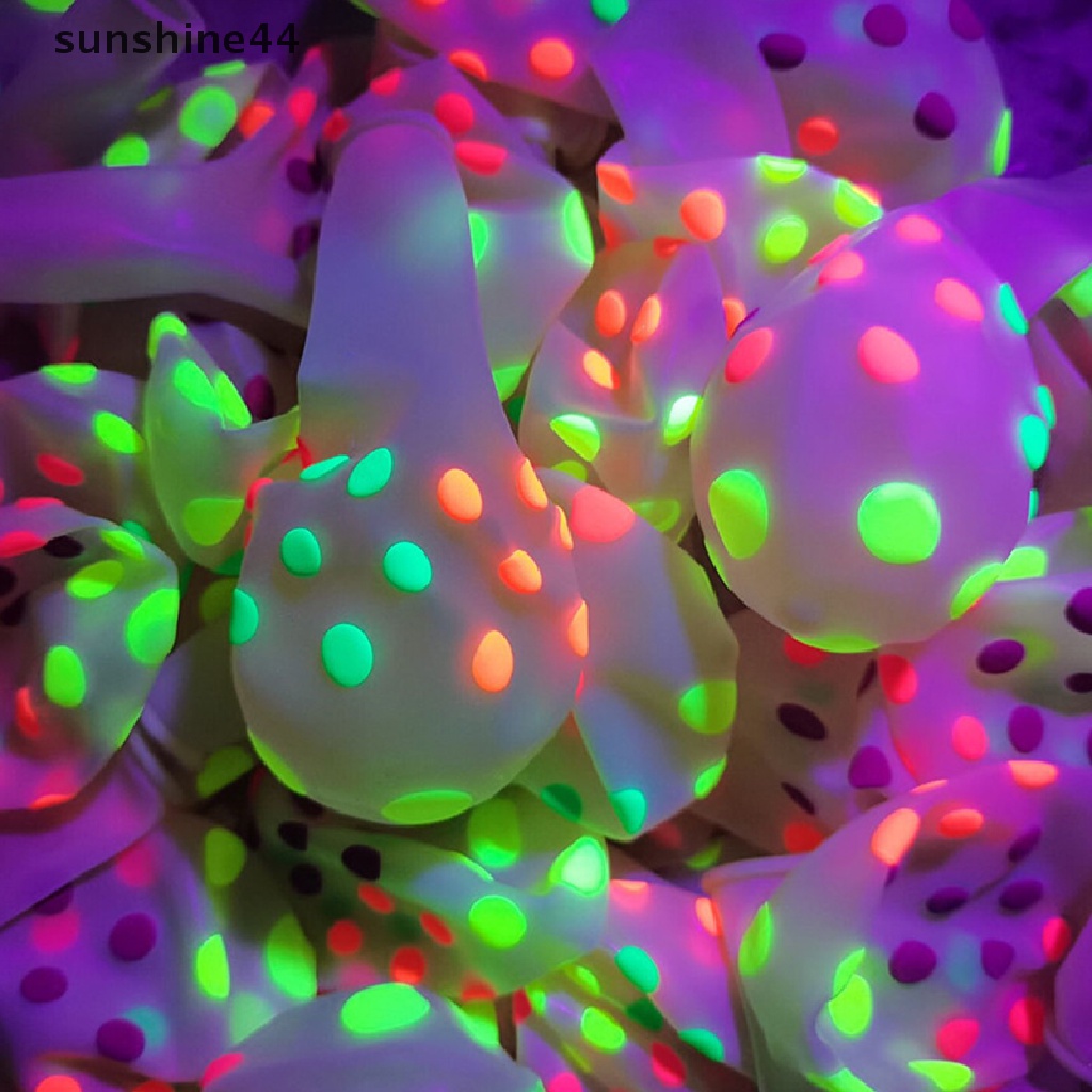 Sunshine 10pcs Balon Bentuk Bintang / Titik Neon / Luminous Warna-Warni
