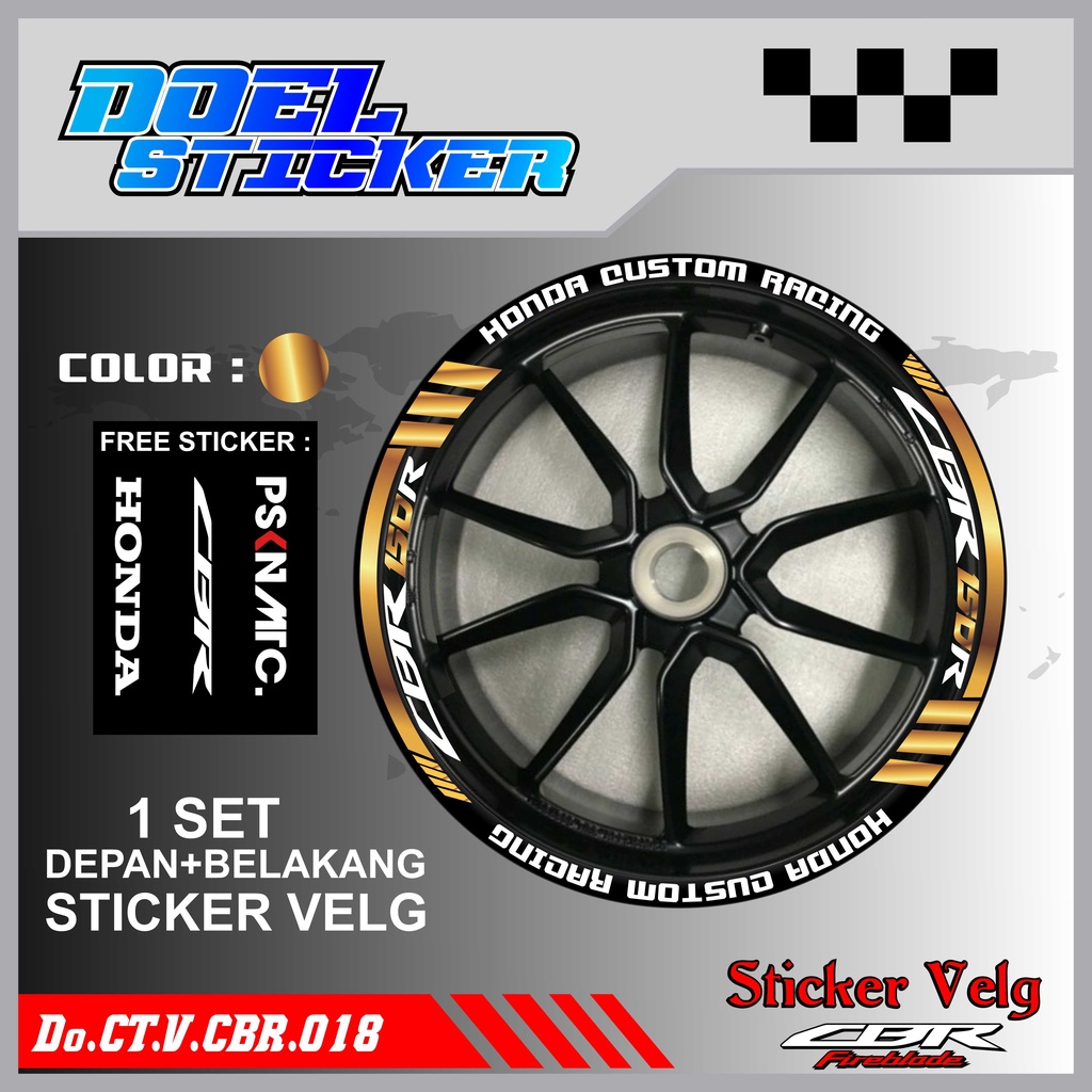 Stiker Cutting Velg CBR 150 Racing Lis List Variasi Custom Set Depan Belakang Doel 018