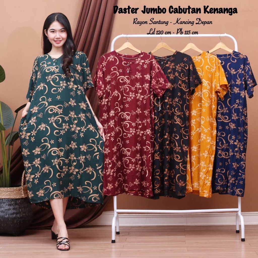 Daster Jumbo Cabutan LD 120 Lengan Pendek Rayon Busui Kancing Depan