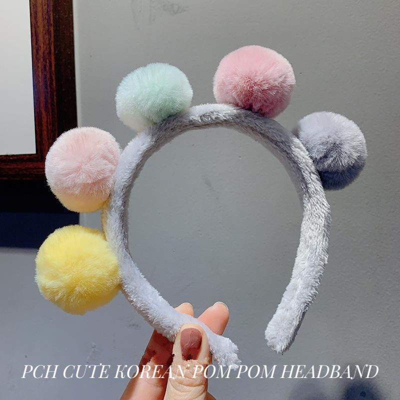 PCH KOREAN CUTE POM POM HEADBAND / BANDO POM POM KOREA Warna Warni Aksesoris rambut wanita